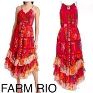 ✨ FARM RIO Ruffle Tiered Maxi Dress – Size Small – Excellent Condition